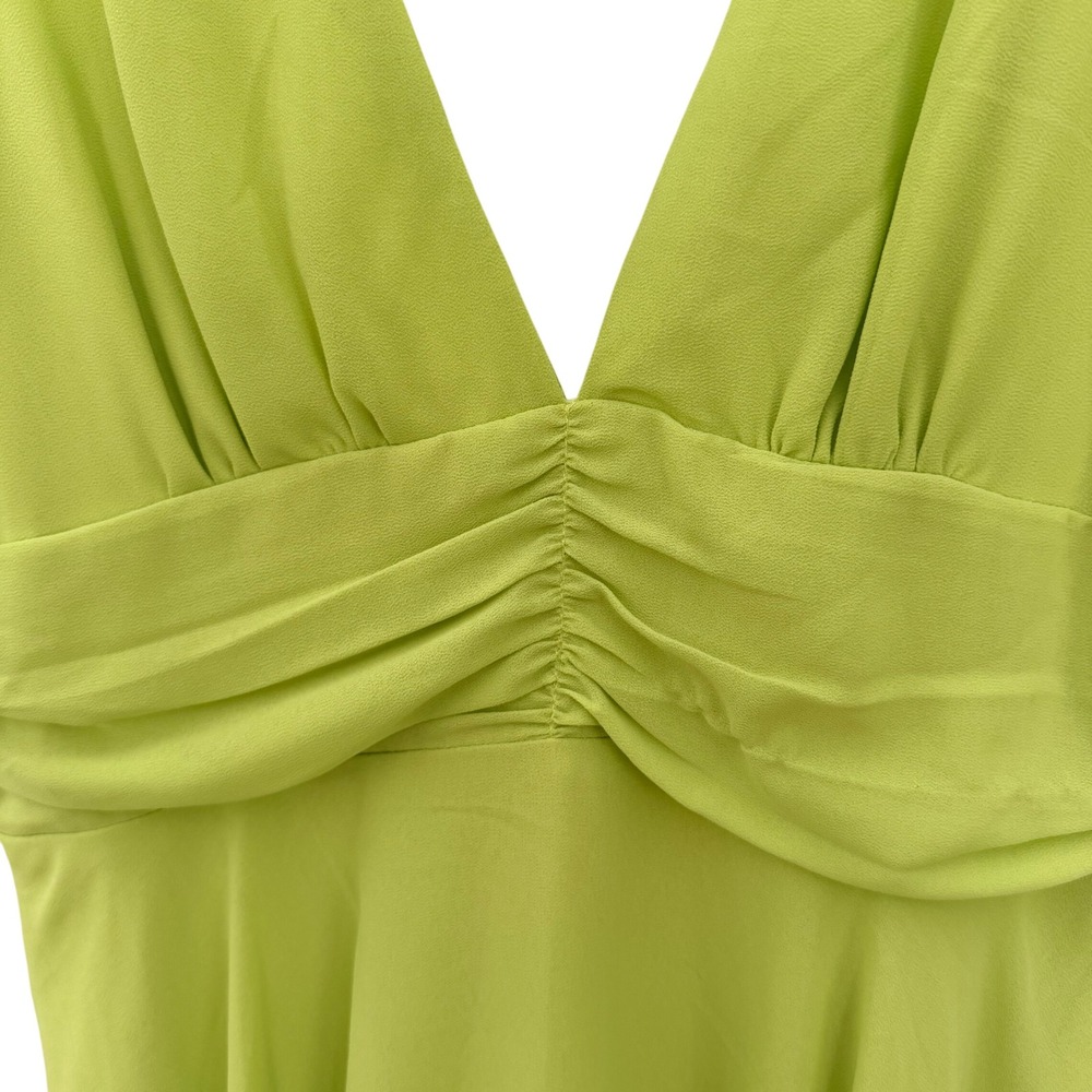 Lulu's Neon Lime Tiered V-Neck Prom Dress - Picture 8 of 16